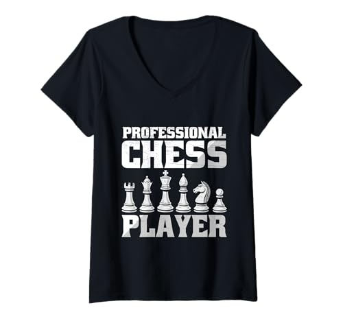Damen Schachturnier Souvenir – Lustiges Schachbrettspiel T-Shirt mit V-Ausschnitt Damen Schachturnier Souvenir – Lustiges Schachbrettspiel T-Shirt mit V-Ausschnitt von Professionelle Schachspieler Grafik