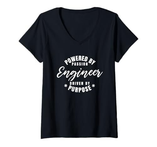 Damen Ingenieur angetrieben durch Leidenschaft, angetrieben von Zweck Beruf T-Shirt mit V-Ausschnitt von Professions Apparel