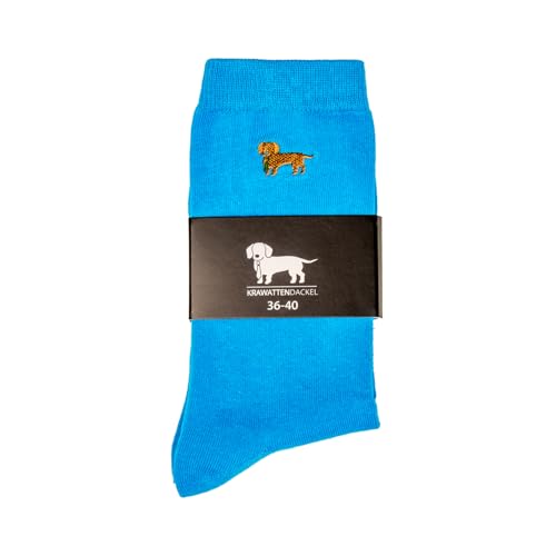 KRAWATTENDACKEL Dackel einfarbig/Business-Socken - Unisex für Damen & Herren - Modell und Größen nach Auswahl | Jagd/Jäger (as3, numeric, numeric_36, numeric_40, regular, regular, Hellblau) von Professor Optiken