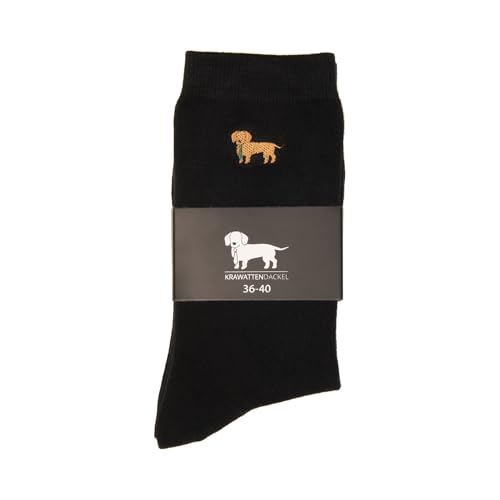 KRAWATTENDACKEL Dackel einfarbig/Business-Socken - Unisex für Damen & Herren - Modell und Größen nach Auswahl | Jagd/Jäger (as3, numeric, numeric_36, numeric_40, regular, regular, Schwarz) von Professor Optiken