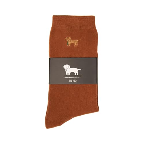 KRAWATTENDACKEL Dackel einfarbig/Business-Socken - Unisex für Damen & Herren - Modell und Größen nach Auswahl | Jagd/Jäger (as3, numeric, numeric_41, numeric_46, regular, regular, Braun) von Professor Optiken