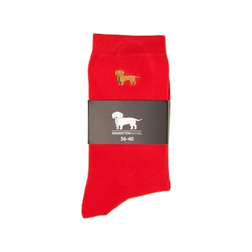 KRAWATTENDACKEL Dackel einfarbig/Business-Socken - Unisex für Damen & Herren - Modell und Größen nach Auswahl | Jagd/Jäger (as3, numeric, numeric_41, numeric_46, regular, regular, Rot) von Professor Optiken