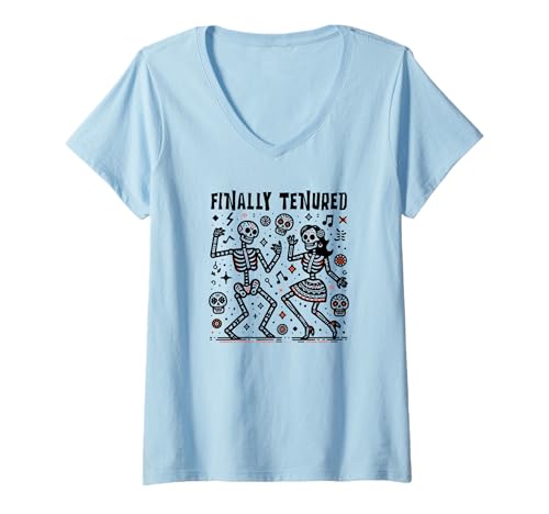 Damen Endlich Tenured | Lehrer-Tenure Promotion | Tenured AF T-Shirt mit V-Ausschnitt von Professor Tenure Promotion | Associate Professor