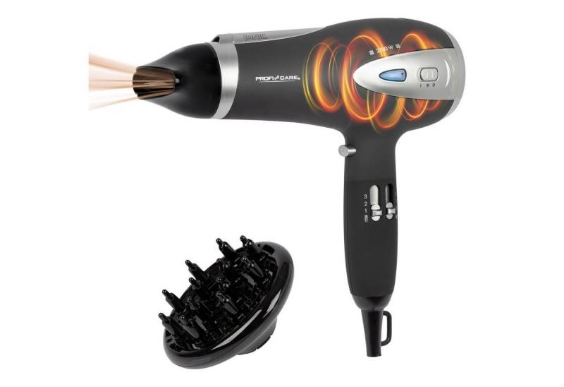 ProfiCare Ionic-Haartrockner Ionenföhn mit Antistatik-Effekt Föhn PC-HTD 3113, Cool Shot, Volumen-Diffusor, Formdüse, Soft Touch von ProfiCare