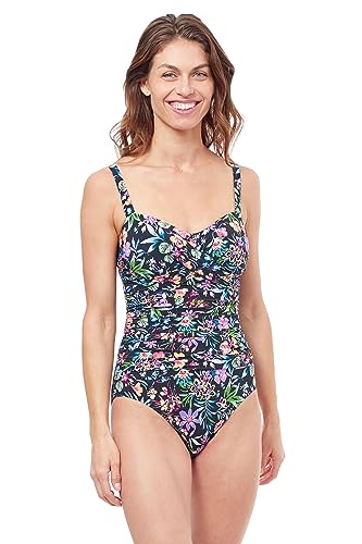 Profile by Gottex Badeanzug Damen Bauchweg - Einteiler mit Cups Bauchkontrolle Bademode - Einteiliger Schwimmanzug Mehrfarbig - Flora Größe 46D von Profile by Gottex