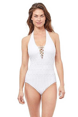 Profile by Gottex Badeanzug Damen - Einteiler mit Cups Bademode Neckholder - Einteiliger Schwimmanzug Weiß - Notre Dame Größe 42 von Profile by Gottex