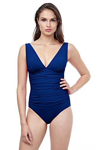 Profile by Gottex Damen Triangle V-Neck One Piece Swimsuit Badeanzug, Navy, 44 von Profile by Gottex