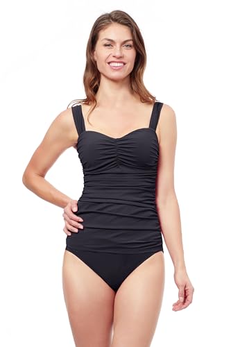Profile by Gottex Tankini Damen Schwarz - Bade Tankini Oberteil mit Bügel verstellbare Träger Bademode für Frauen - Tutti Frutti Größe 36D von Profile by Gottex