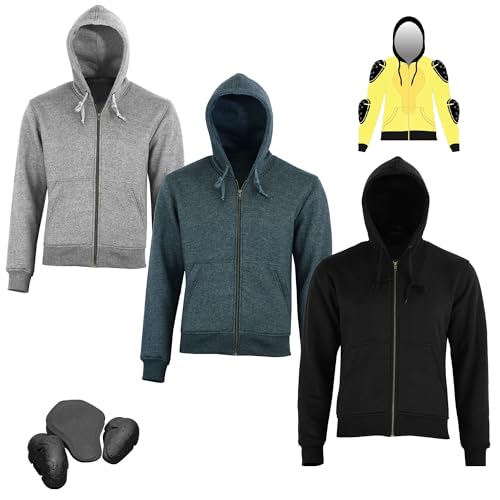 Profirst Global Motorrad-Hoodie aus Fleece-Aramid-Gewebe für Herren, CE-geprüfte, geschützte Motorradjacke, Schutzfutter, Biker-Hoodie (DE/NL/SE/PL, Alphanumerisch, XL, Regular, Regular, anthrazit) von Profirst Global