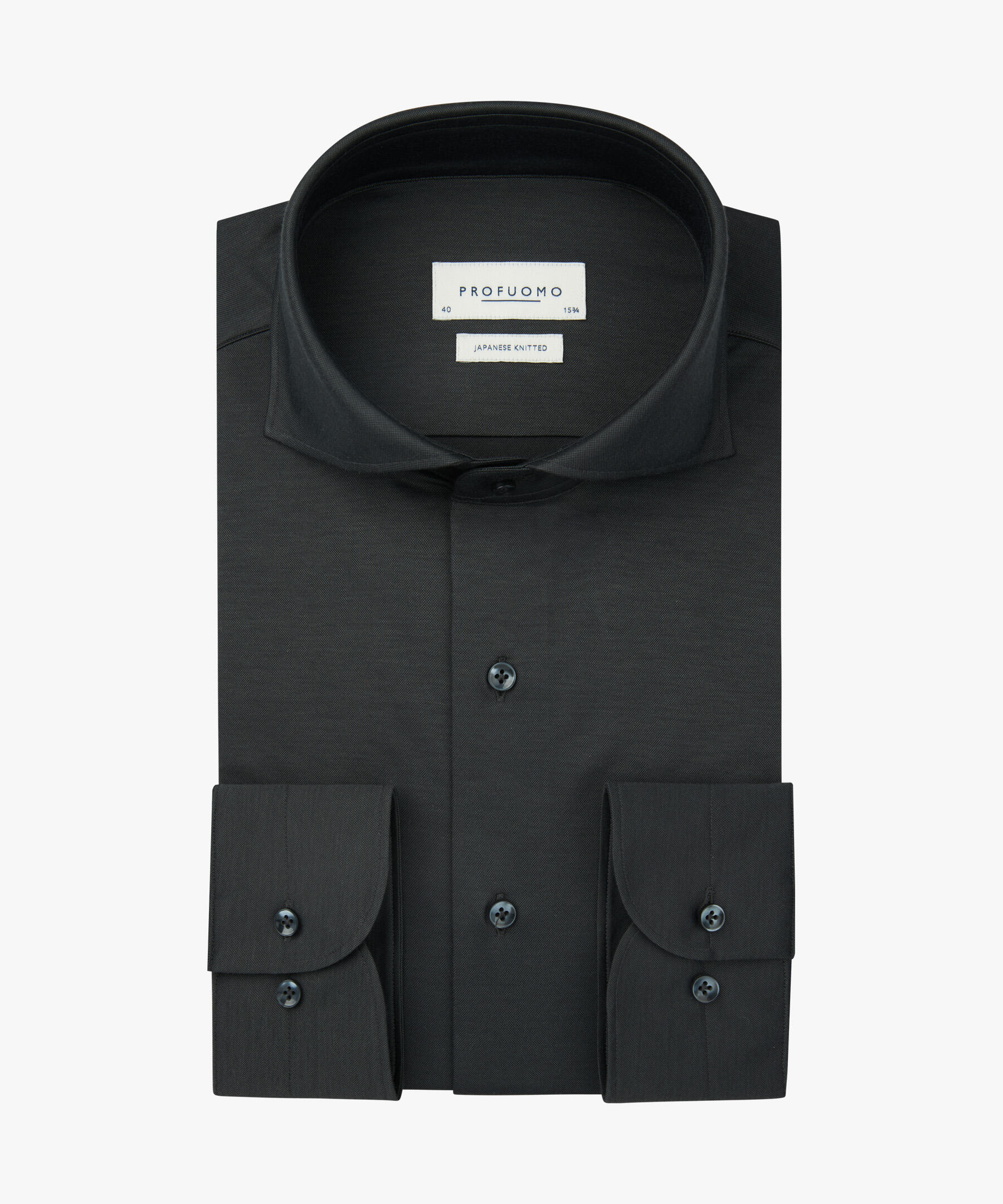 Profuomo - Anthrazites Japanese Knitted Hemd anthrazit - Gr. - 41 von Profuomo