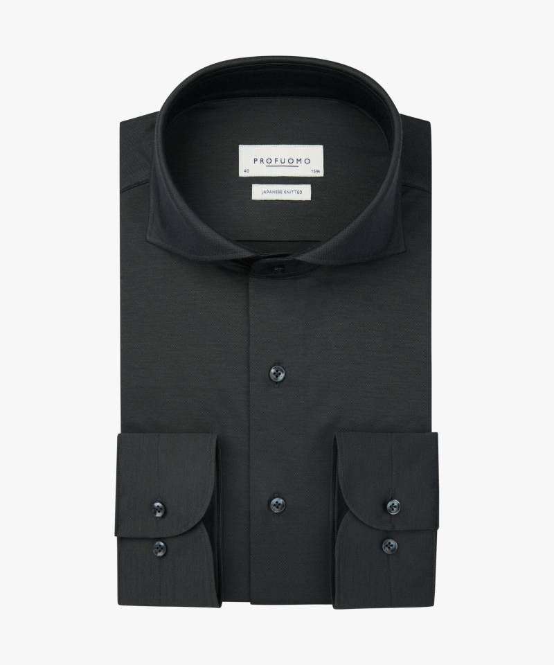 Profuomo - Anthrazites Japanese Knitted Hemd anthrazit - Gr. - 41 von Profuomo