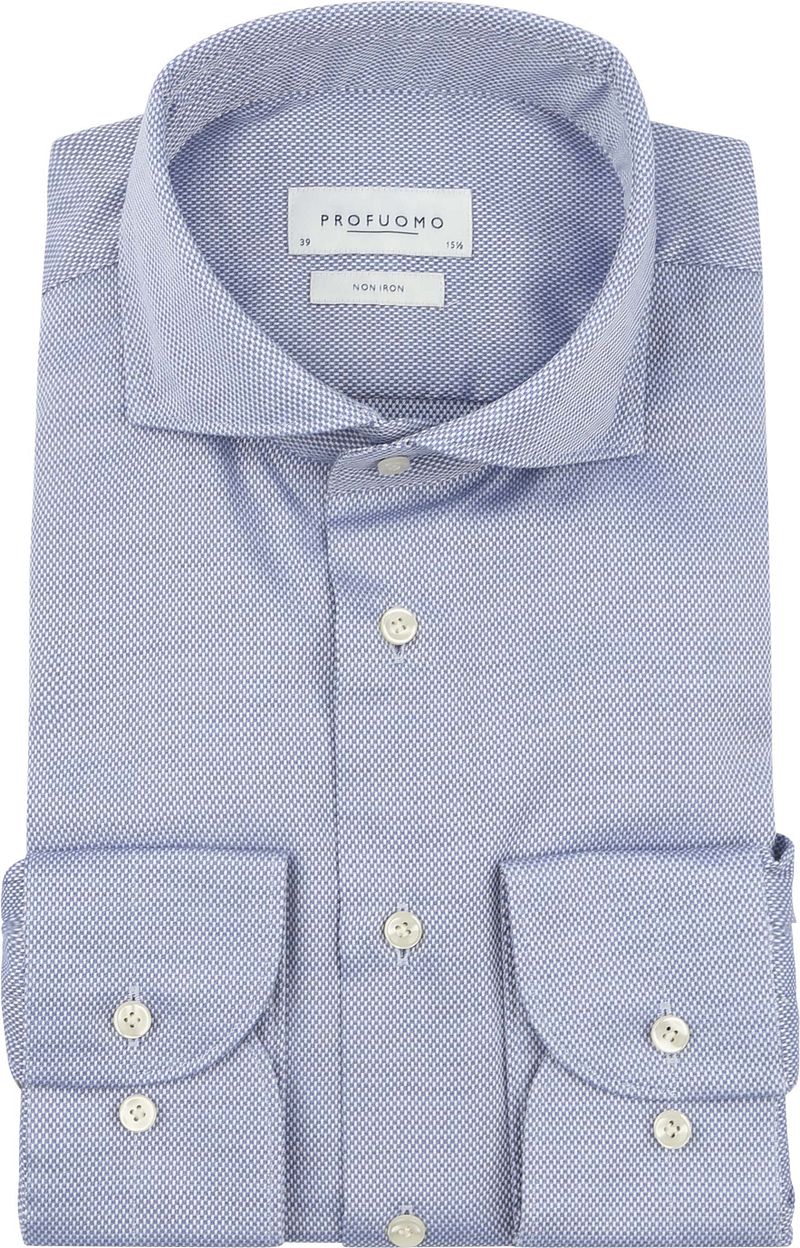 Profuomo Basketweave Hemd Blau   - Größe 42 von Profuomo