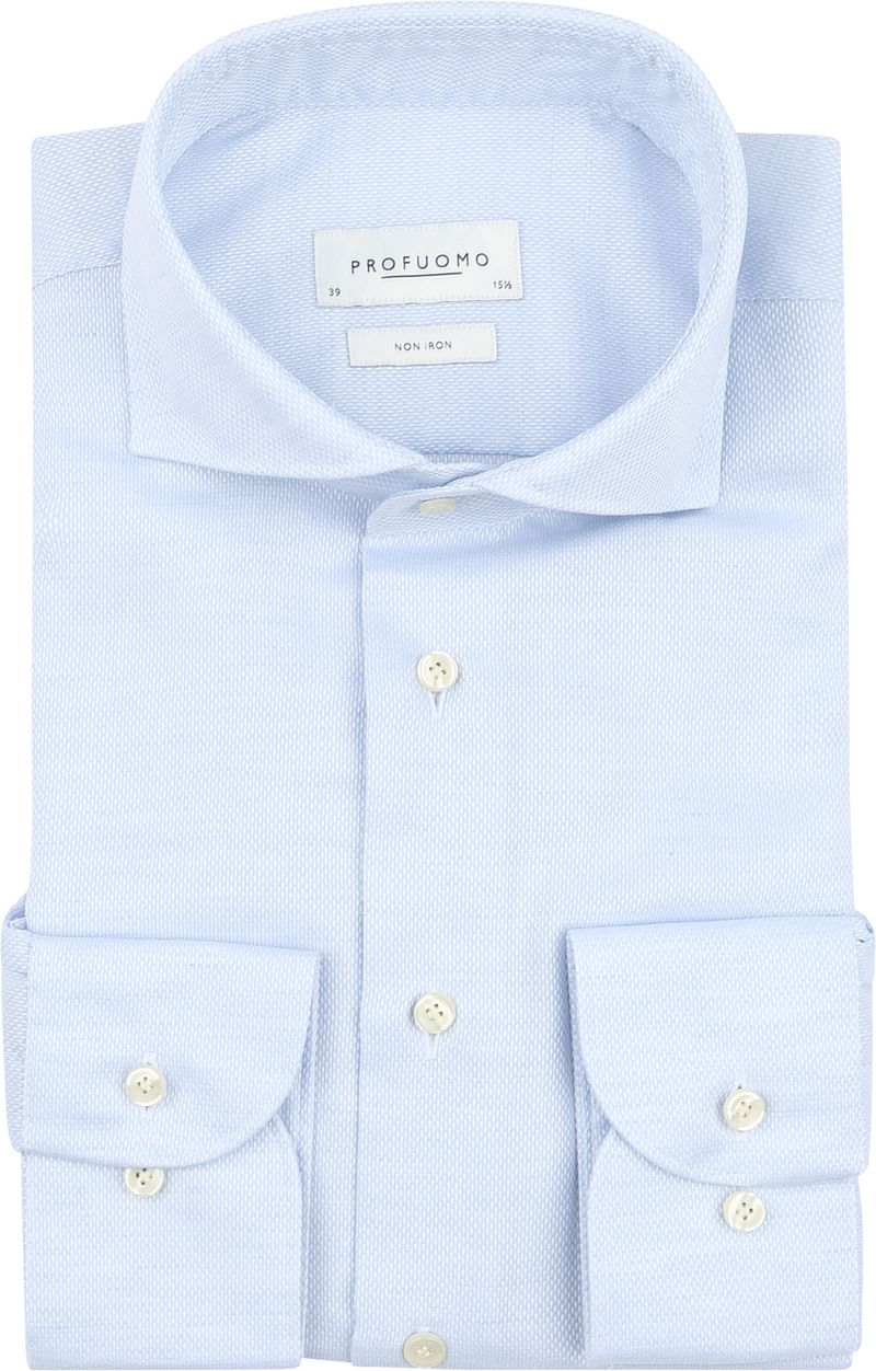 Profuomo Basketweave Hemd Hellblau   - Größe 37 von Profuomo