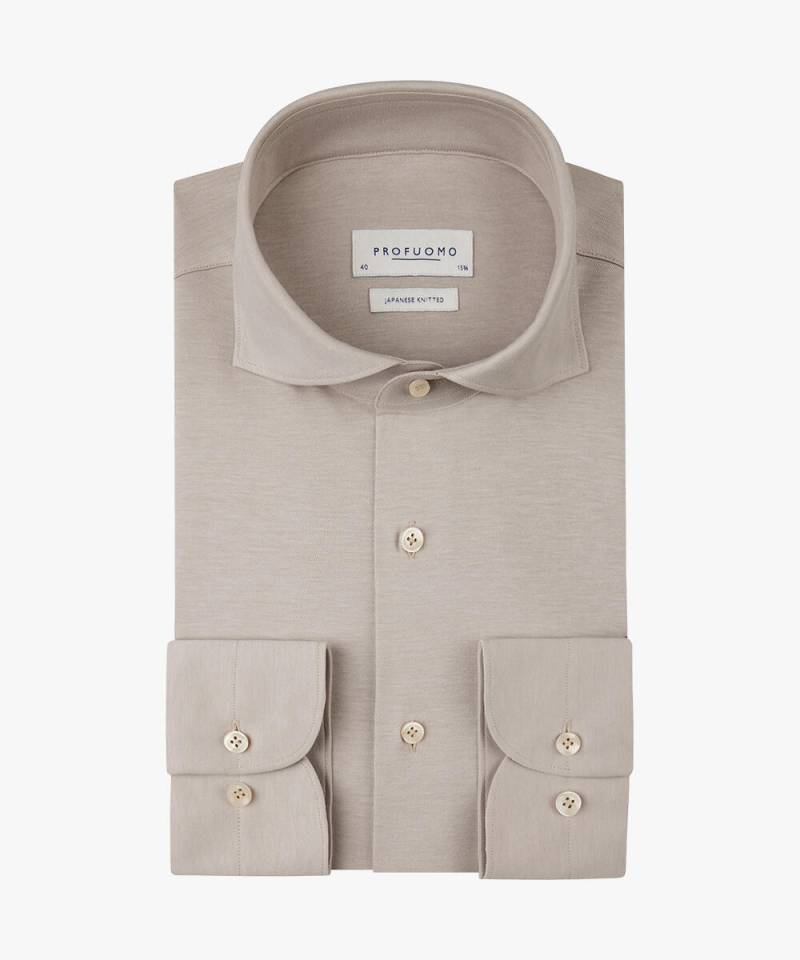 Profuomo - Beigefarbenes Japanese-Knitted-Hemd beige - Gr. - 45 von Profuomo