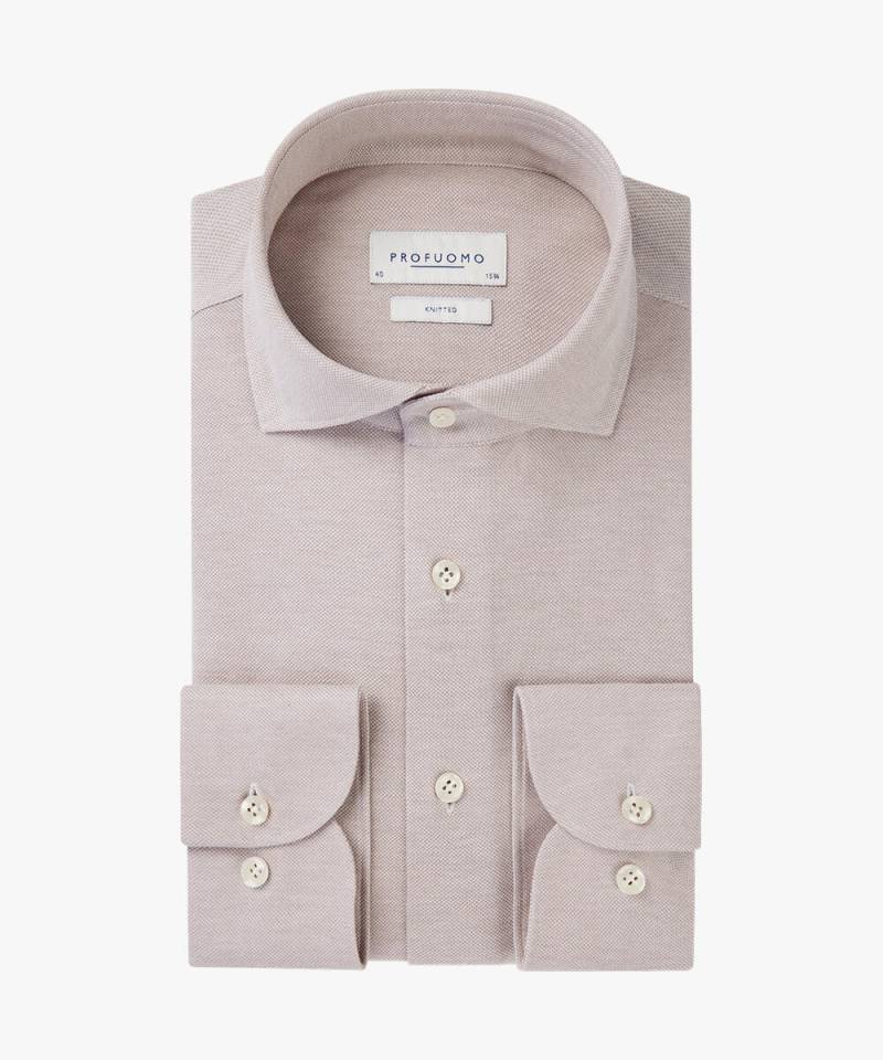 Profuomo - Beigefarbenes Knitted-Hemd beige - Gr. - 41 von Profuomo