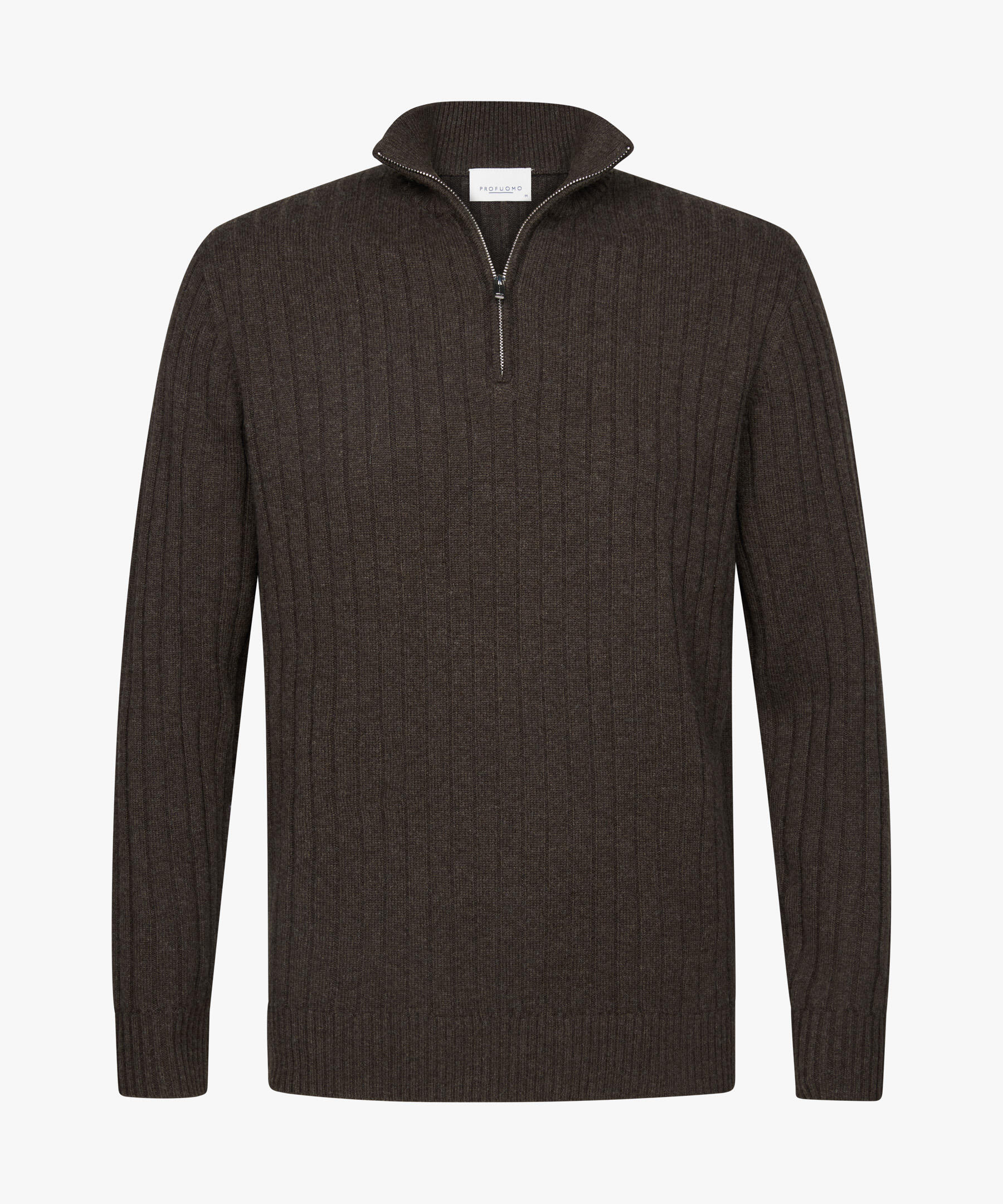 Profuomo - Brauner Wollmix Ripp Half-zip braun - Gr. - XXL von Profuomo