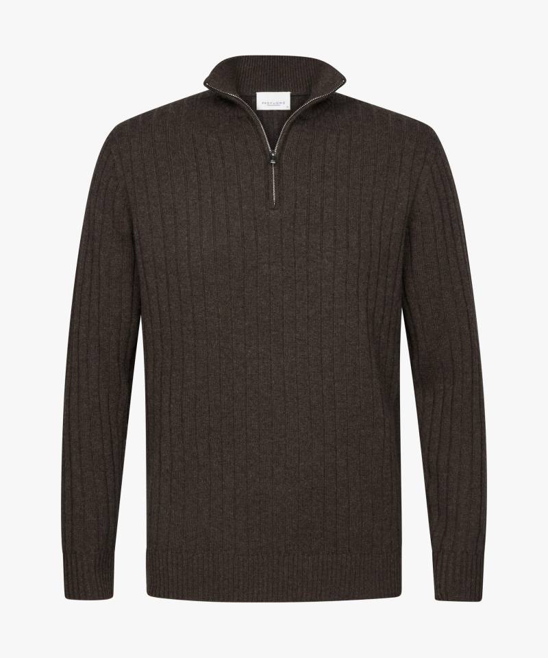 Profuomo - Brauner Wollmix Ripp Half-zip braun - Gr. - XXL von Profuomo