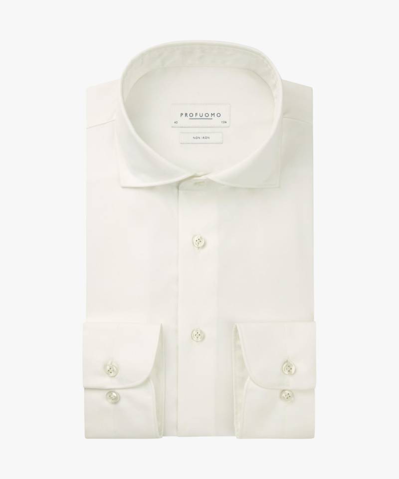 Profuomo - Cremefarbene Two-ply Twill Hemd cremeweiß - Gr. - 40 von Profuomo