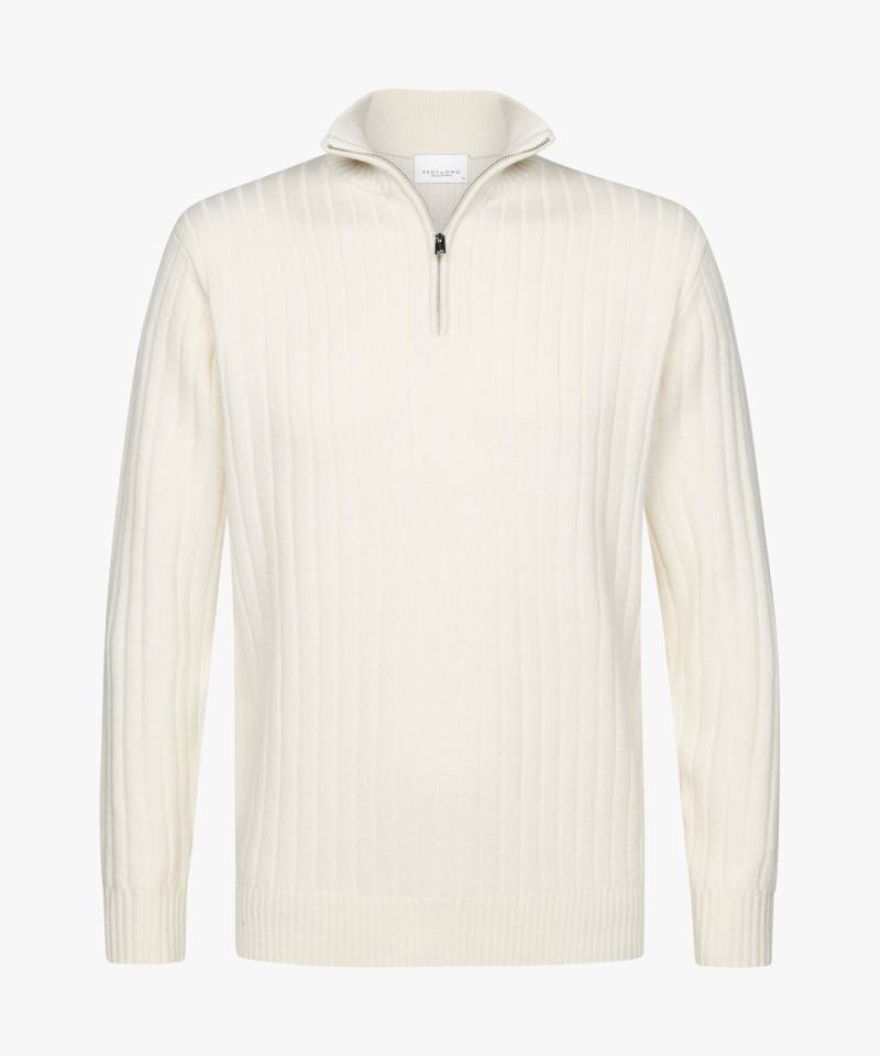 Profuomo - Cremefarbene Wollmix Ripp Half-zip cremeweiß - Gr. - XXL von Profuomo
