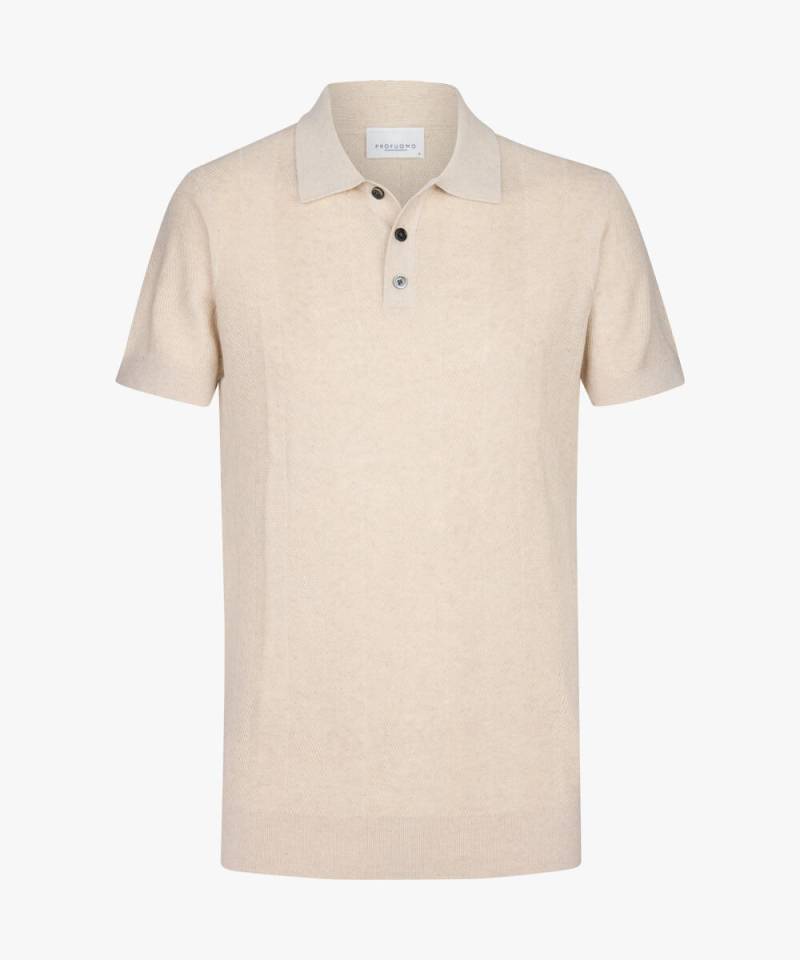 Profuomo - Cremefarbenes Polo mit Fischgrätenmuster cremeweiß - Gr. - XXL von Profuomo