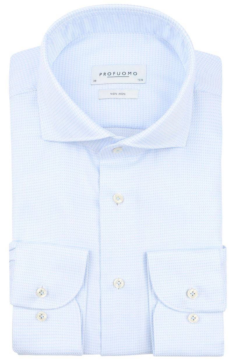 Profuomo Dobby Mouliné Hemd Print Hellblau   - Größe 44 von Profuomo