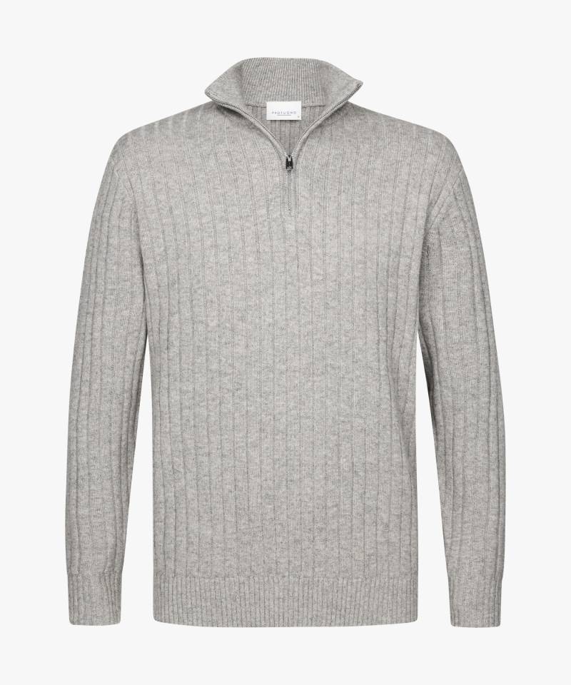Profuomo - Grauer Wollmix Ripp Half-zip hellgrau - Gr. - XL von Profuomo