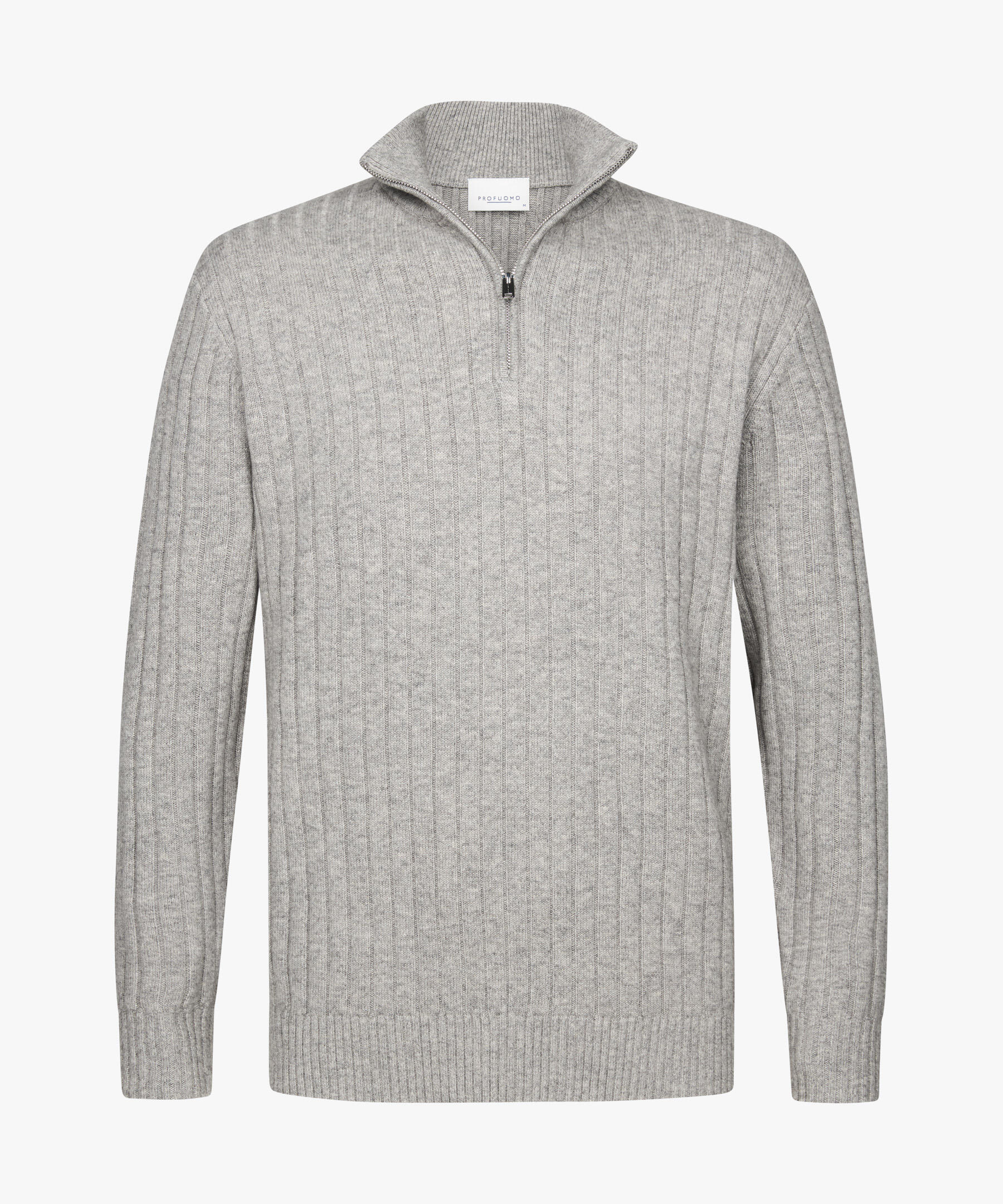 Profuomo - Grauer Wollmix Ripp Half-zip hellgrau - Gr. - XXL von Profuomo