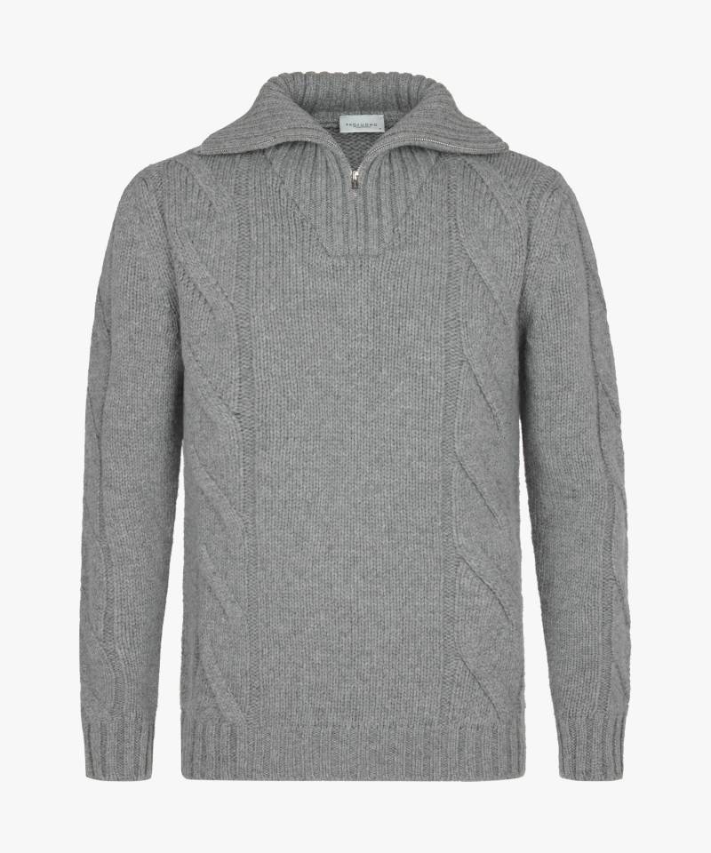Profuomo - Grauer Zopfstrick Half-zip mittelgrau - Gr. - L von Profuomo