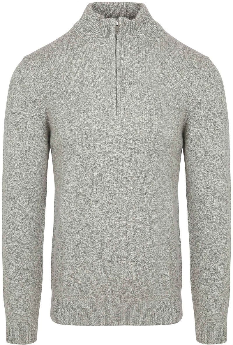 Profuomo Half Zip Pullover Lammwolle Melange Grau - Größe XL von Profuomo