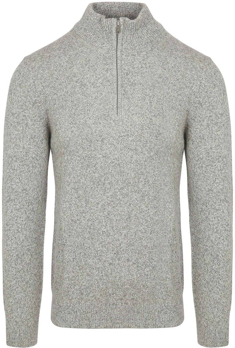 Profuomo Half Zip Pullover Lammwolle Melange Grau - Größe XL von Profuomo
