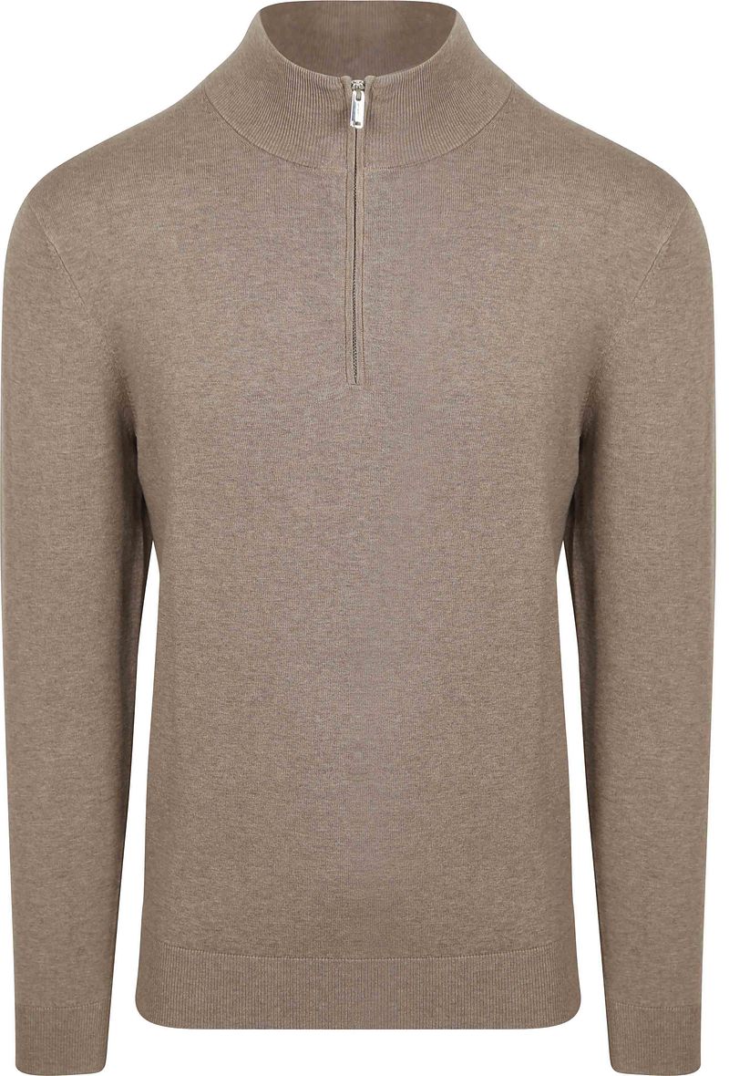 Profuomo Half Zip Pullover Luxury Basic Taupe - Größe M von Profuomo