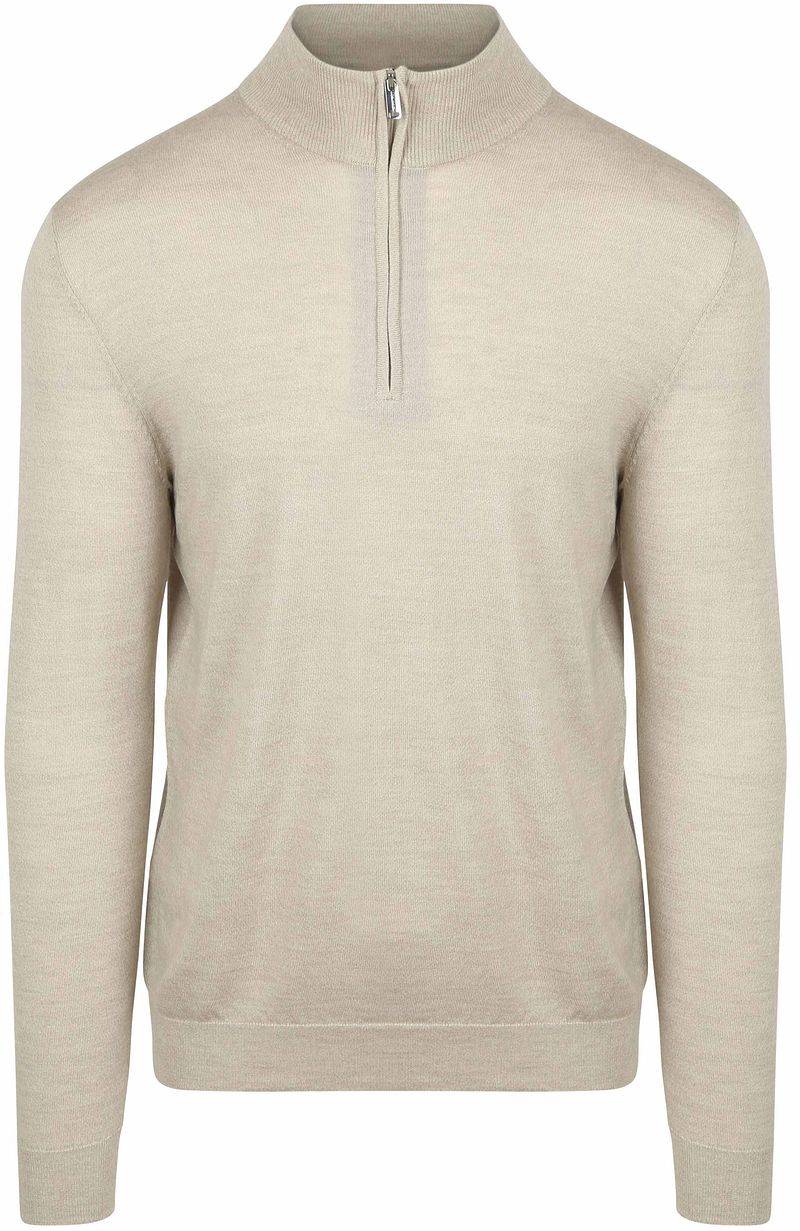 Profuomo Half Zip Pullover Merinowolle Beige - Größe L von Profuomo