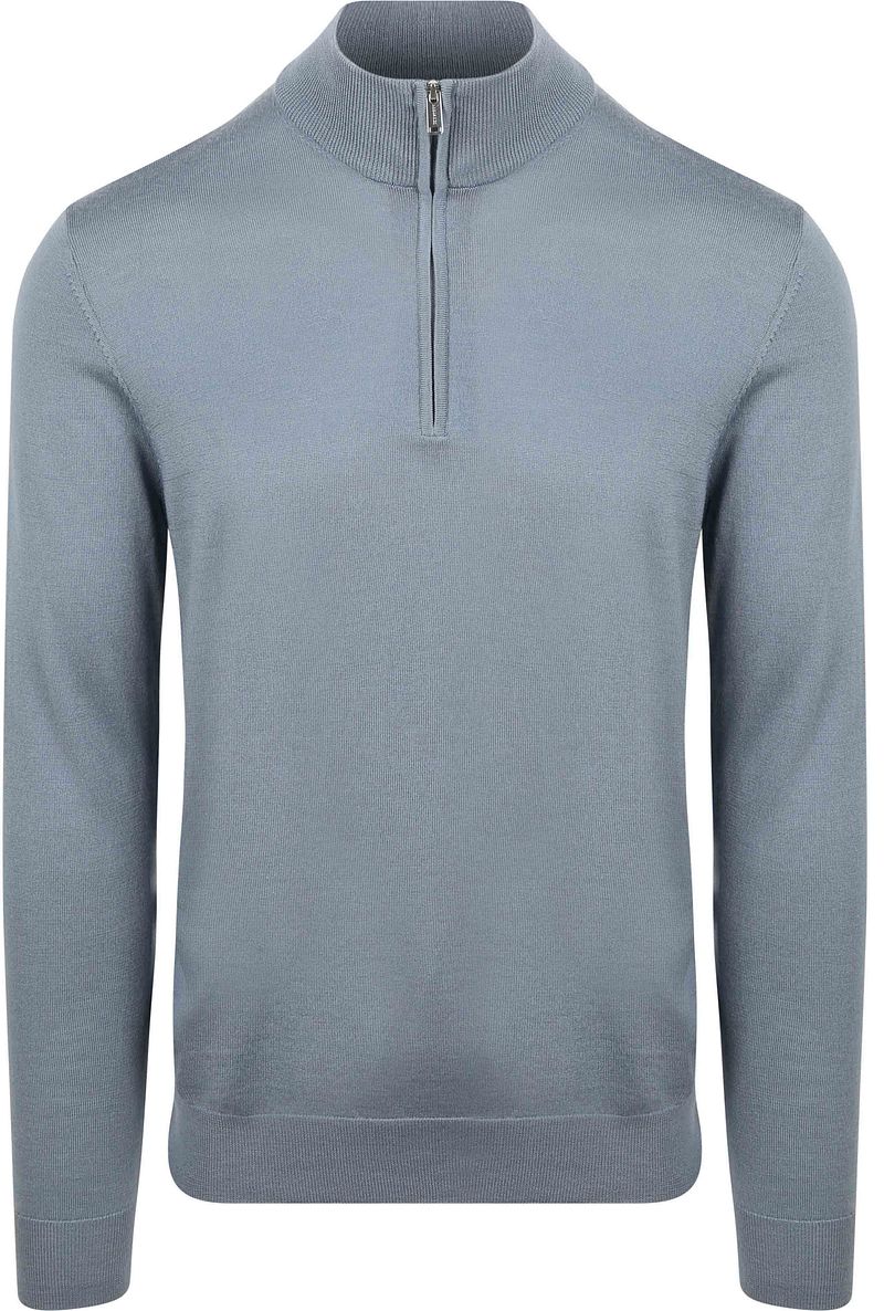 Profuomo Half Zip Pullover Merinowolle Blau - Größe L von Profuomo
