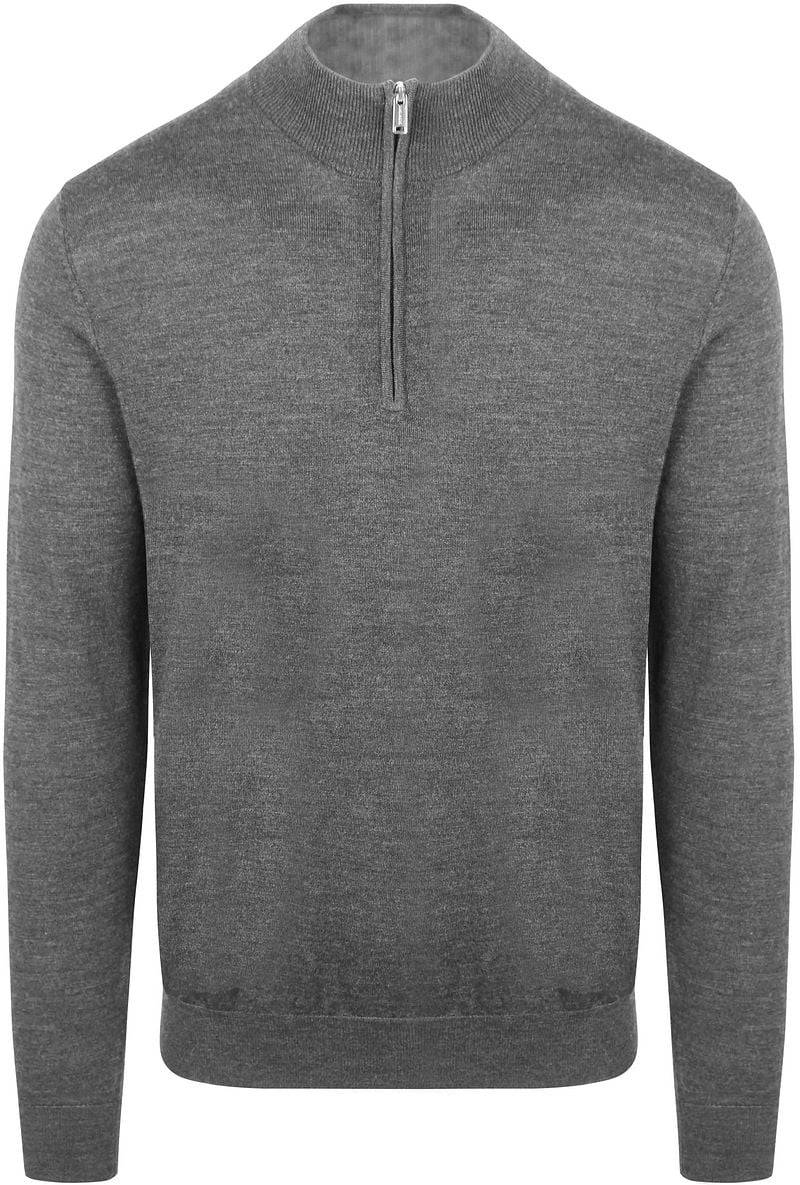 Profuomo Half Zip Pullover Merinowolle Grau - Größe XXL von Profuomo