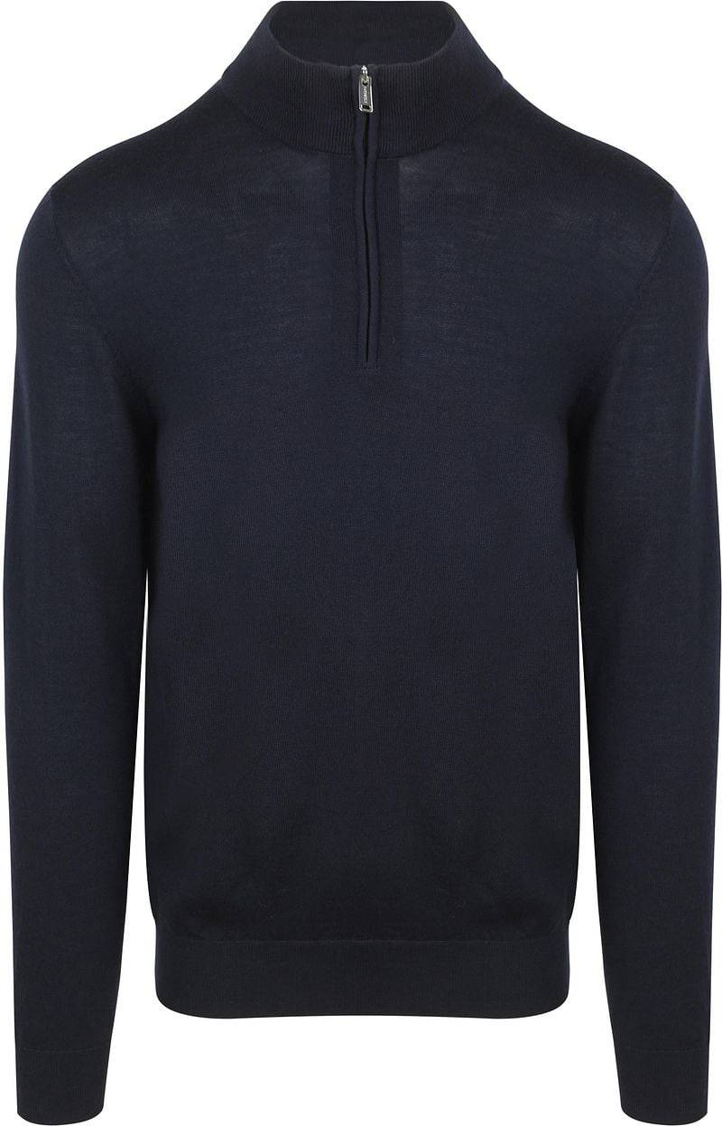 Profuomo Half Zip Pullover Merinowolle Navy  - Größe XL von Profuomo