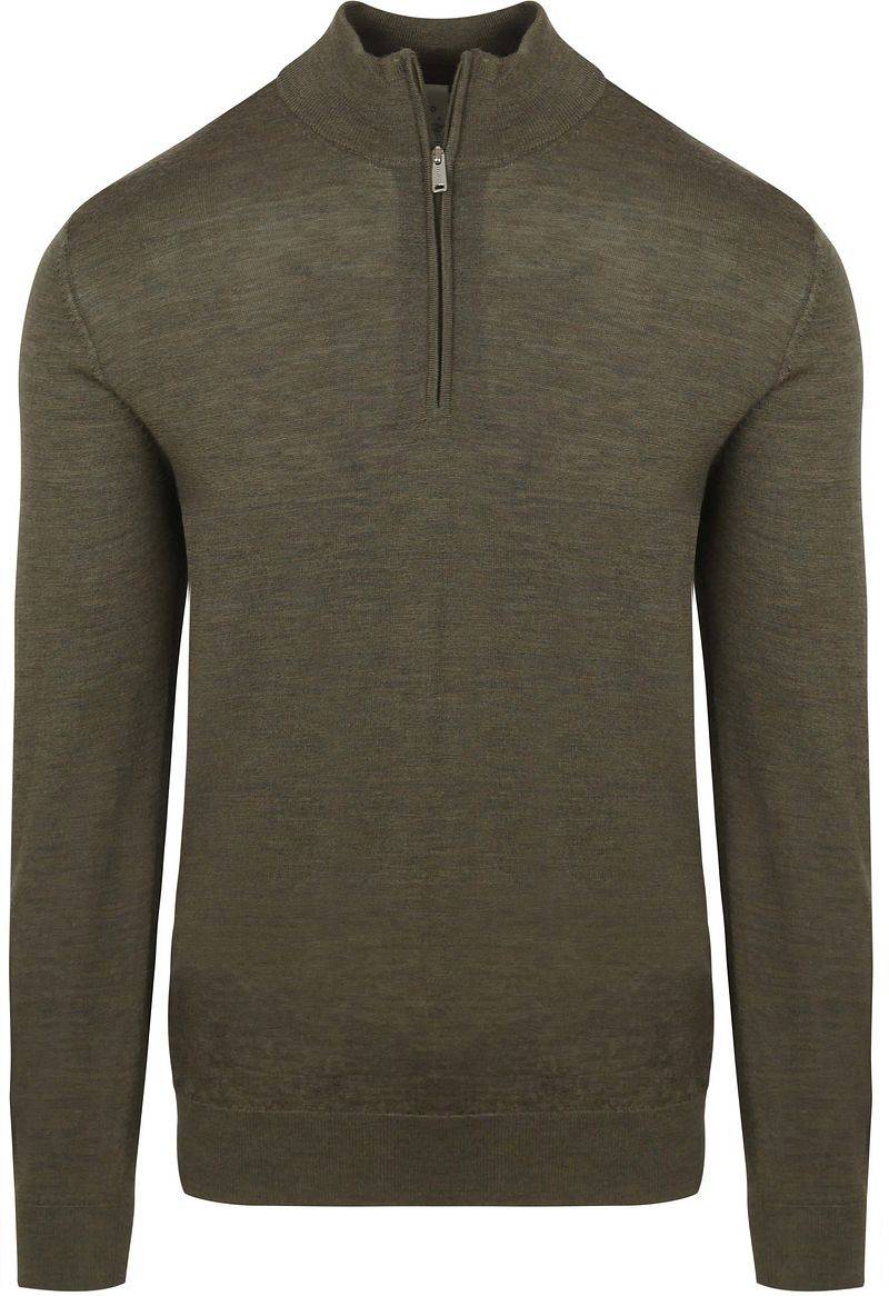 Profuomo Half Zip Pullover Merinowolle Olivgrün - Größe XXL von Profuomo