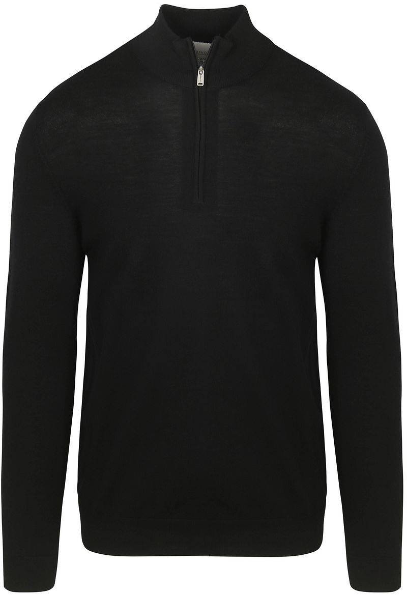 Profuomo Half Zip Pullover Merinowolle Schwarz - Größe L von Profuomo