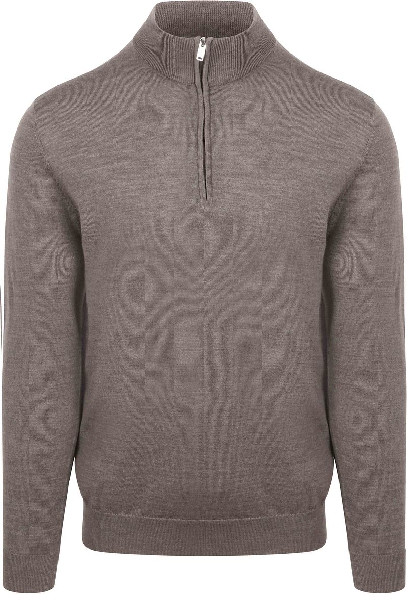 Profuomo Half Zip Pullover Merinowolle Taupe - Größe L von Profuomo