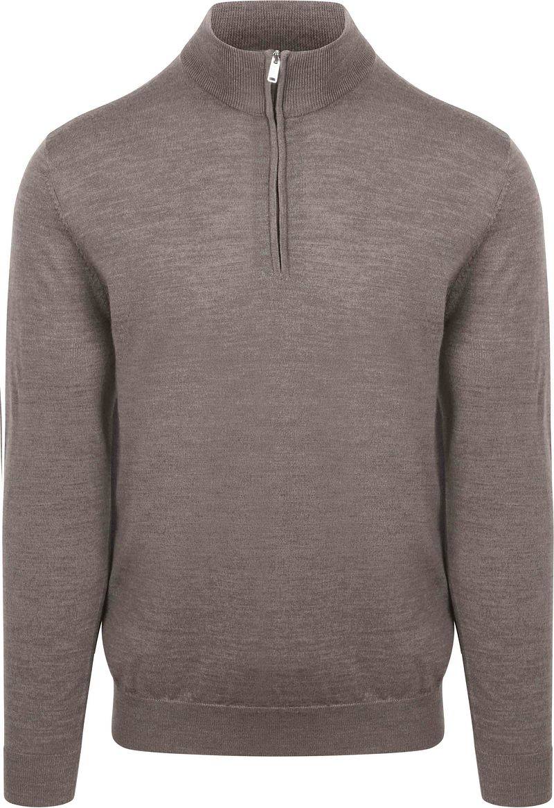 Profuomo Half Zip Pullover Merinowolle Taupe - Größe L Profuomo Half Zip Pullover Merinowolle Taupe - Größe L von Profuomo