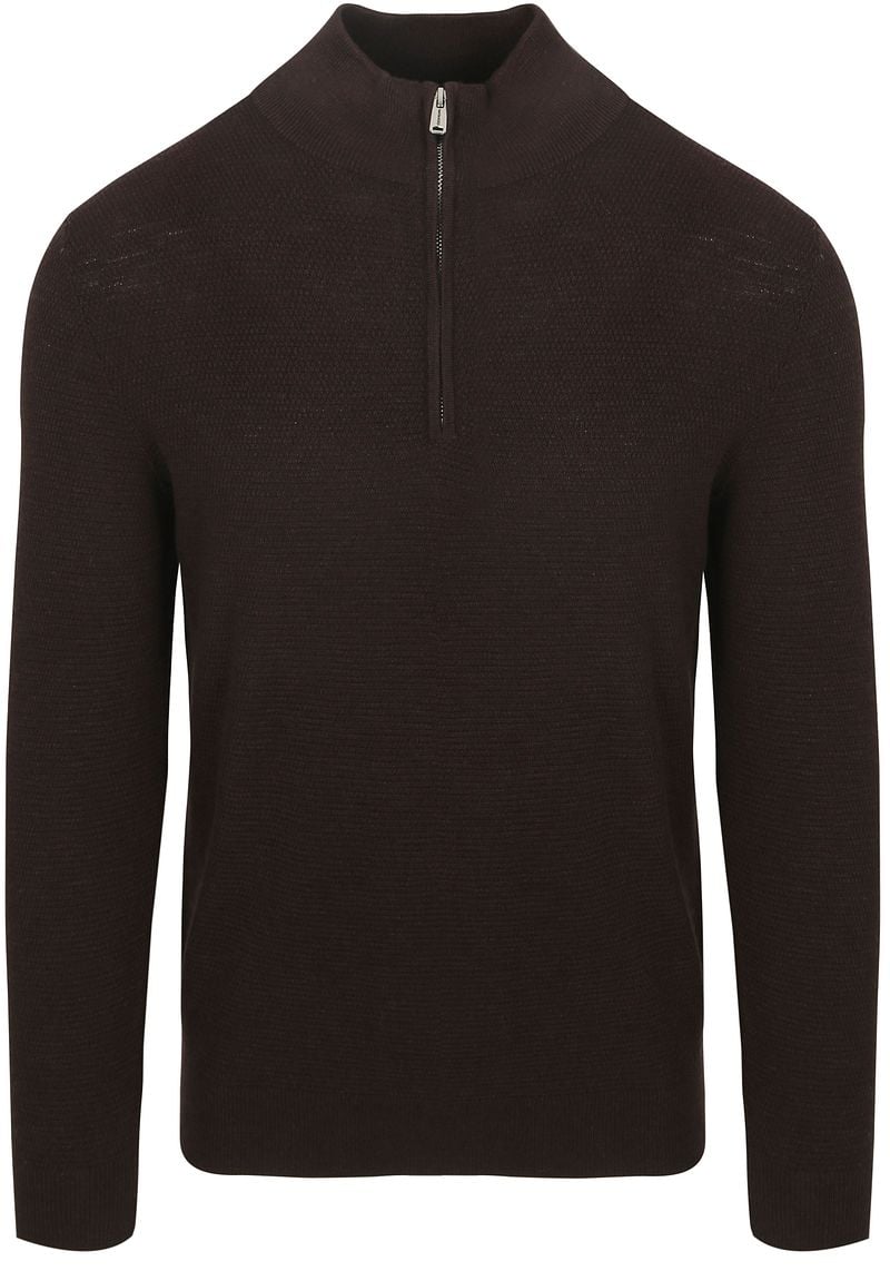 Profuomo Half Zip Pullover Structure Braun - Größe XXL Profuomo Half Zip Pullover Structure Braun - Größe XXL von Profuomo