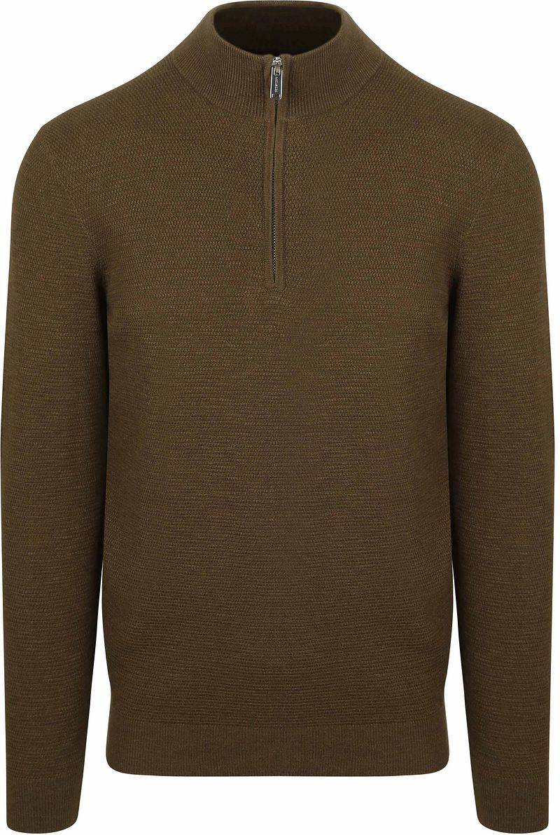 Profuomo Half Zip Pullover Structure Dunkelgrün - Größe XL von Profuomo