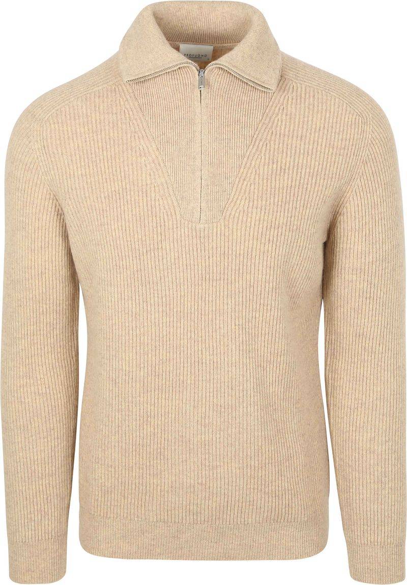 Profuomo Half Zip Pullover Wolle Sand - Größe L von Profuomo