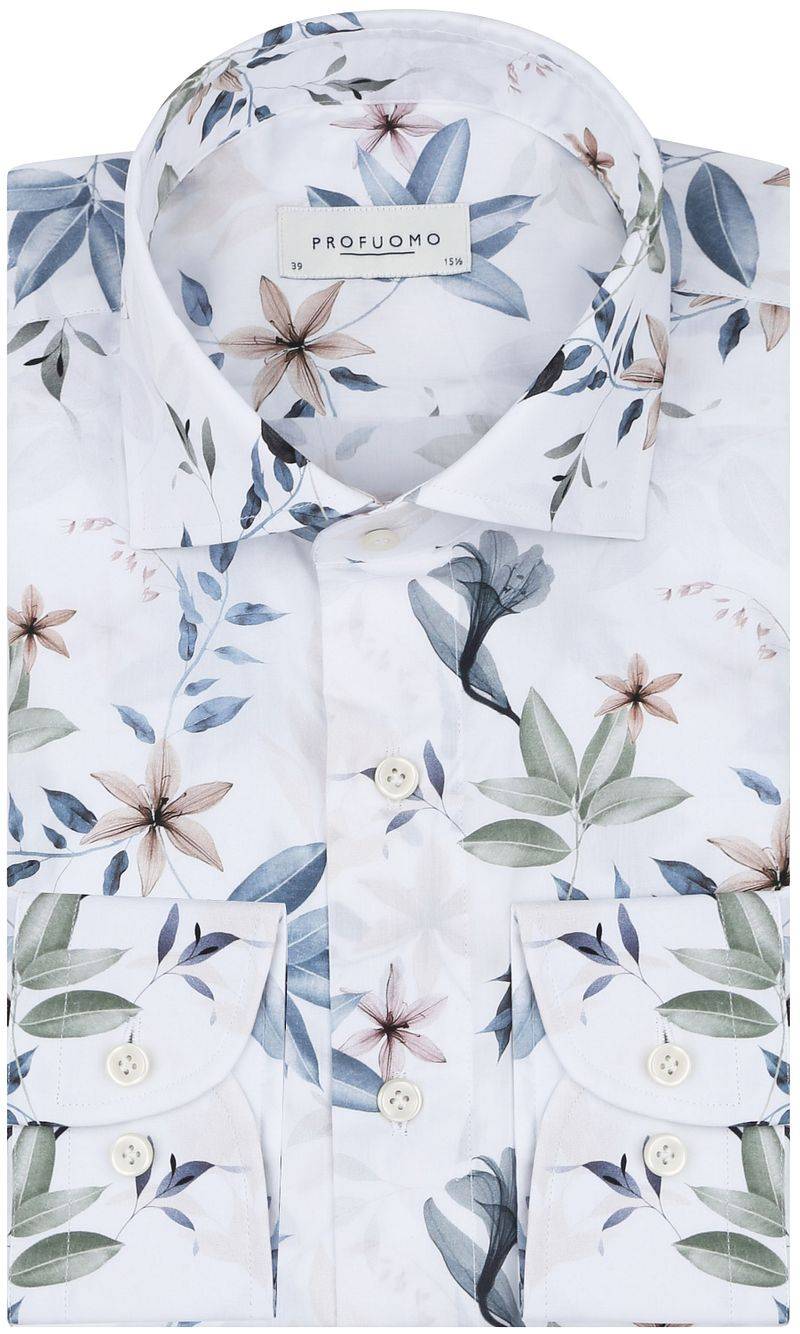 Profuomo Hemd Blumenmuster Weiß - Größe 40 von Profuomo