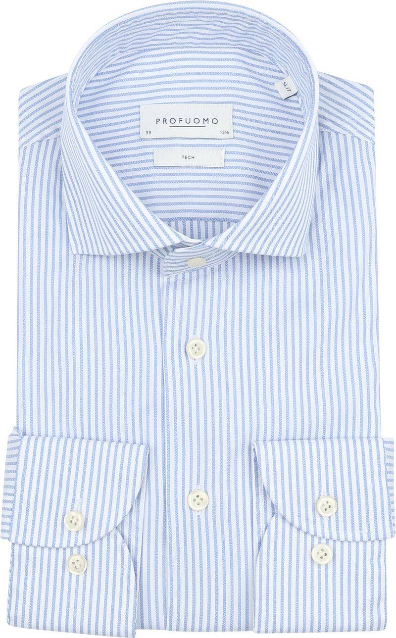 Profuomo Hemd Extra Lange Ärmel Travel Streifen Hellblau - Größe 38 von Profuomo