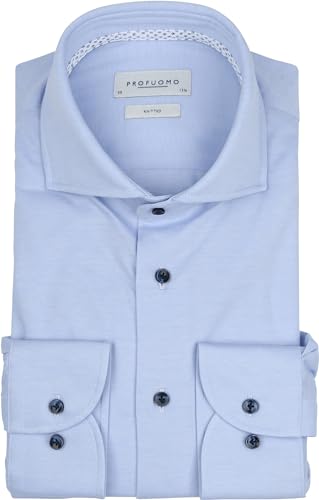 Profuomo Hemd Knitted Slim Fit Hellblau Melange - Grösse 39 - Herren - Bekleidung - Mode von Profuomo