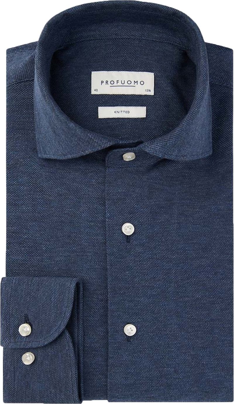 Profuomo Hemd Knitted Slim Fit Indigo Blau - Größe 39 von Profuomo