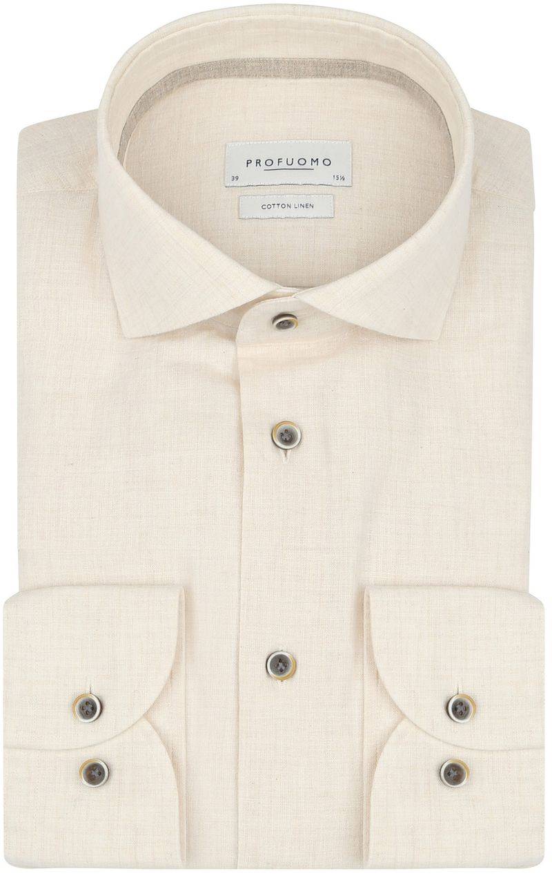 Profuomo Hemd Leinen Blend Ecru - Größe 41 von Profuomo