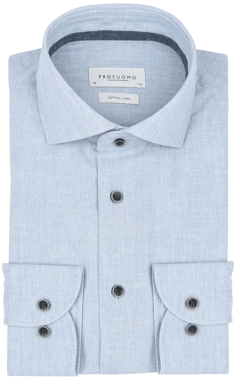 Profuomo Hemd Leinen Blend Hellblau - Größe 39 von Profuomo