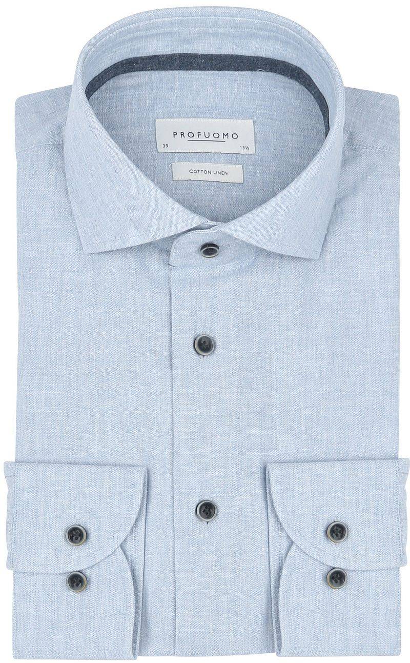 Profuomo Hemd Leinen Blend Hellblau - Größe 39 von Profuomo