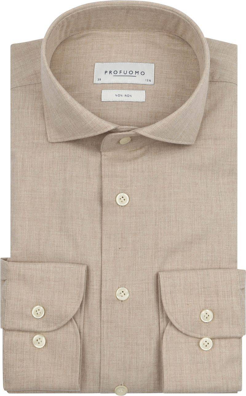 Profuomo Hemd Peached Twill Flanell Beige - Größe 41 von Profuomo